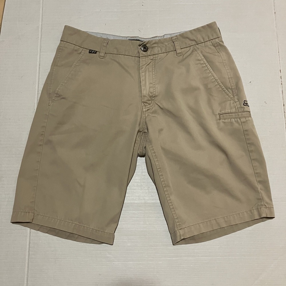 Fox Racing Shorts Mens 30 X 11 Beige Tan Khaki Chino Flat Front Cargo Outdoor
